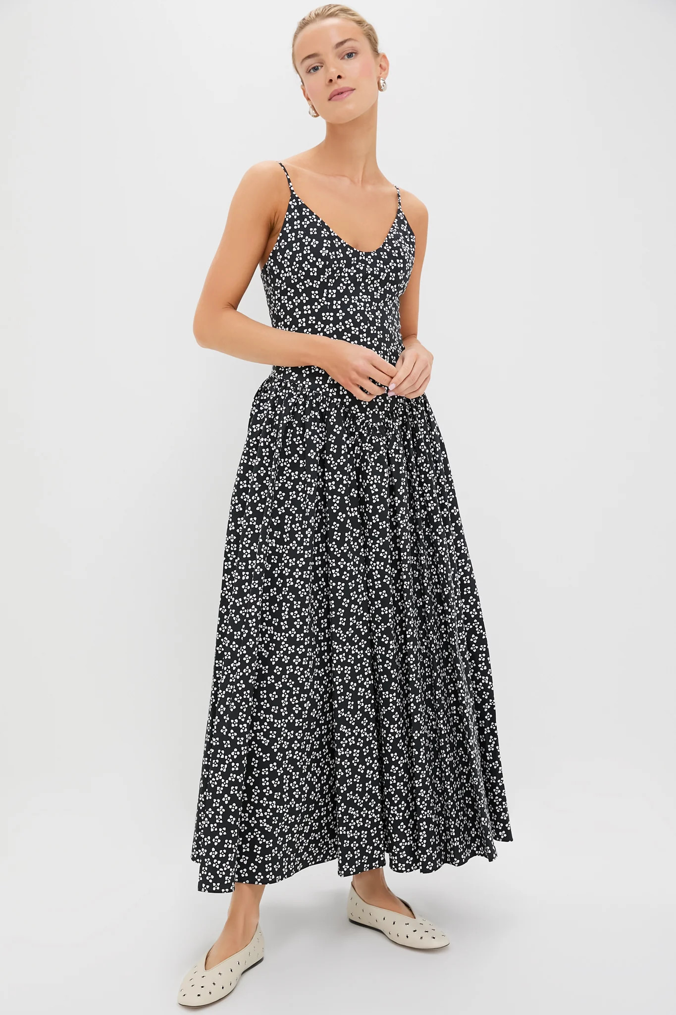 Black Woodblock Floral Dena Dress | Tuckernuck (US)