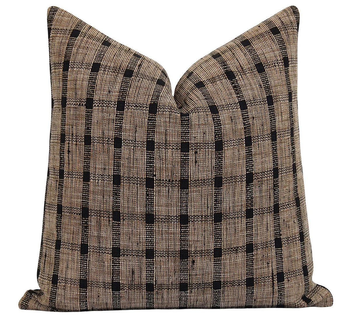 Toccoa Safari Woven Black and Tan Plaid Pillow | Land of Pillows