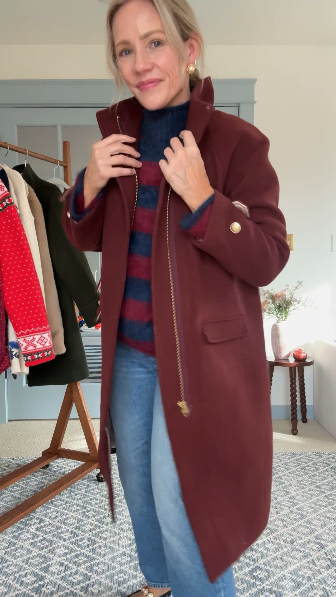 @jcrew wool coat 30% off today! ~ wearing my regular size small, petite length in both the mid thigh length regular and the just below the knee long option (I'm 5'3) ~ brushed cashmere stripe sweater wearing my regular size small ~ holiday flats are true to size and very comfortable ~ white layering tee on sale wearing a small ~ nipped straight leg jeans wearing my regular size, petite length ~ linked a few more favorite J.Crew sweater options too ! xo, Claire 
 #injcrew #ad @Shop.LTK #liketkit

#LTKSaleAlert #LTKHoliday #LTKSeasonal