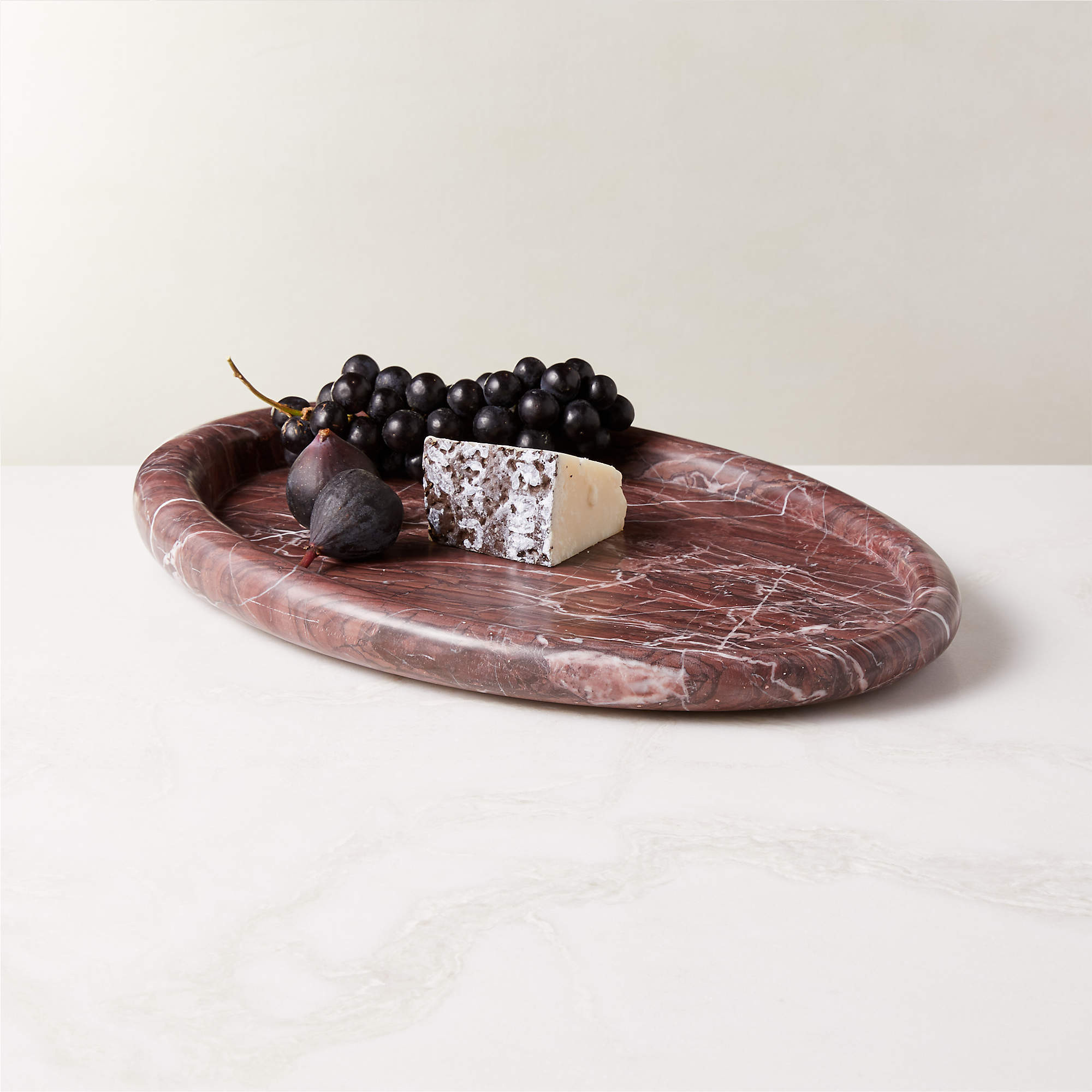 Pave Oval Red Marble Serving Tray + Reviews | CB2 | CB2