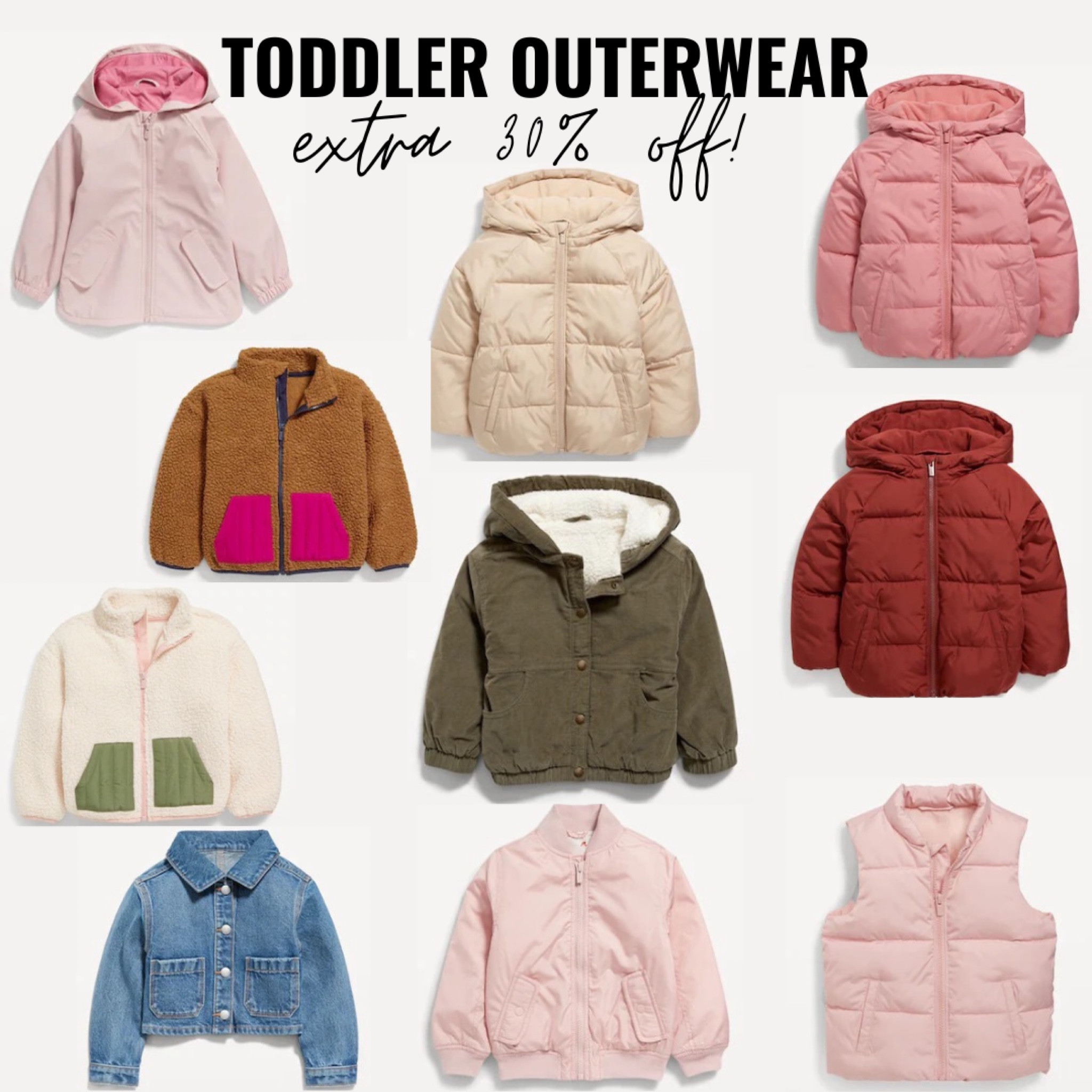 Old Navy Toddler girl outerwear, coats and jackets, extra 30% off!

#LTKsalealert #LTKkids #LTKSeasonal
