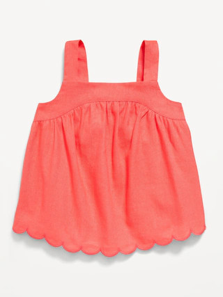 Sleeveless Linen-Blend Scalloped-Hem Top for Toddler Girls | Old Navy (US)