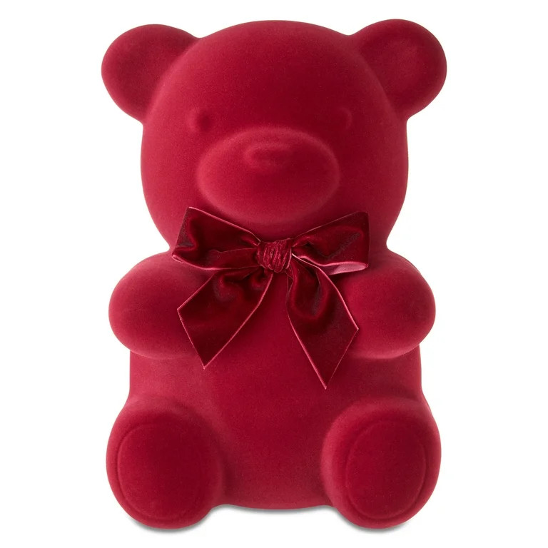 Flocked Bear Tabletop Decoration, Red, 12", Valentine's Day by Way To Celebrate | Walmart (US)