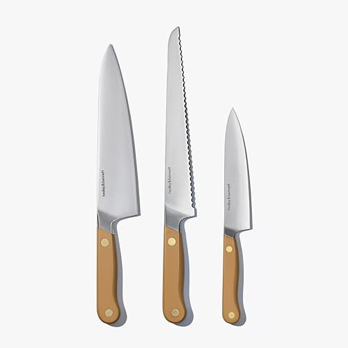 hedley & bennett Kitchen Knife Set - 3 Piece Ultra Sharp High Carbon Steel Chef Knife Set - Professional Knife Set - Japanese & German Steel Blend - Chef's Knife - Bread Knife & Utility Knife - Miso | Amazon (US)
