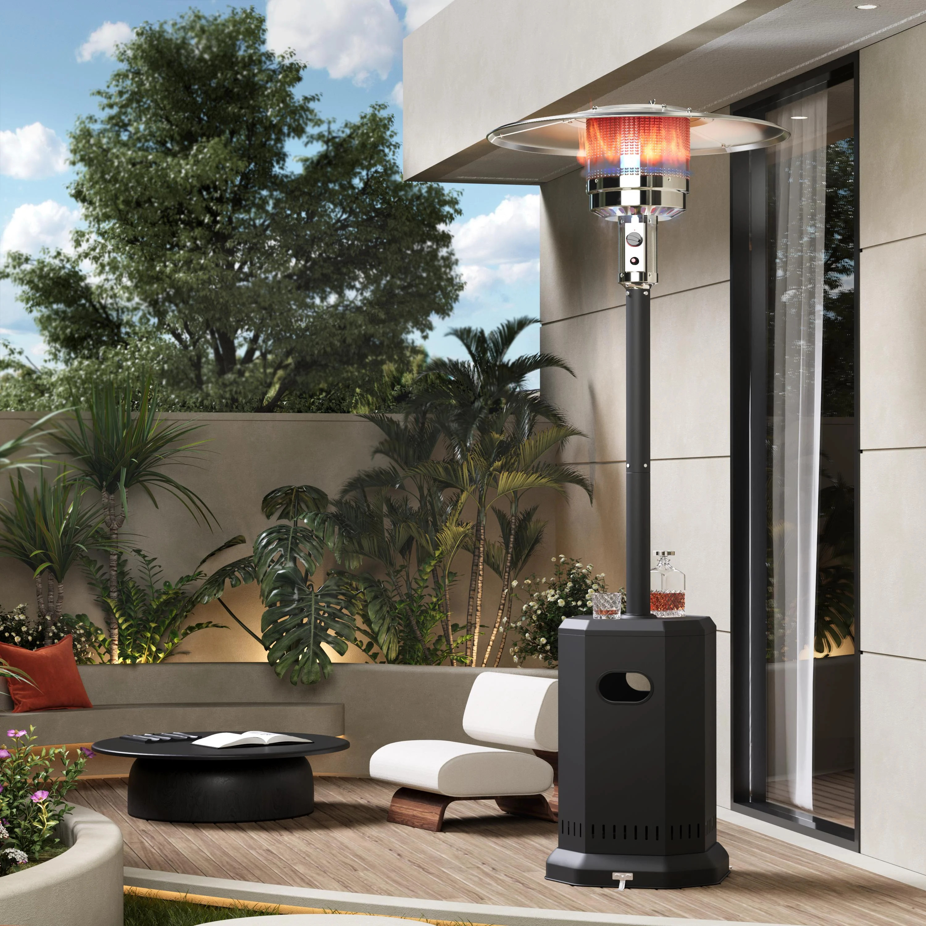 50,000 BTU Propane Patio Heater, Outdoor Heater with Table Design, 2025 Upgrade Stainless Steel B... | Walmart (US)