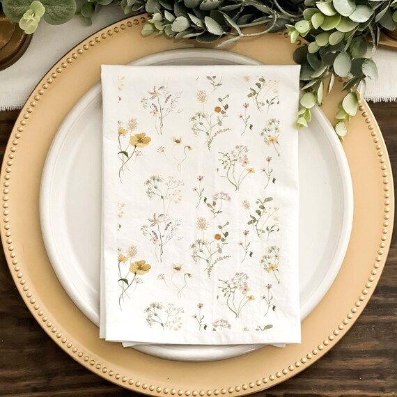 Spring Napkin Easter Napkin Watercolor Wildflowers Pattern - Etsy | Etsy (US)