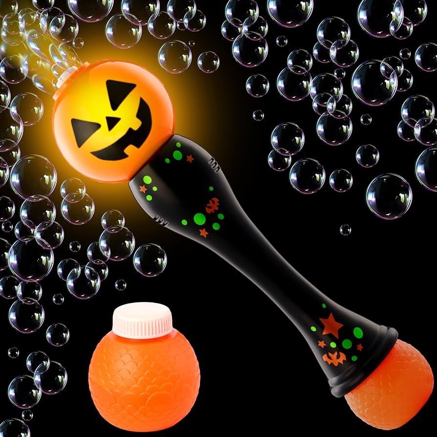 JOYIN Halloween Light Up Pumpkin Bubble Blower Wand, Glowing Automatic Bubble Machine with 2 Bubb... | Amazon (US)