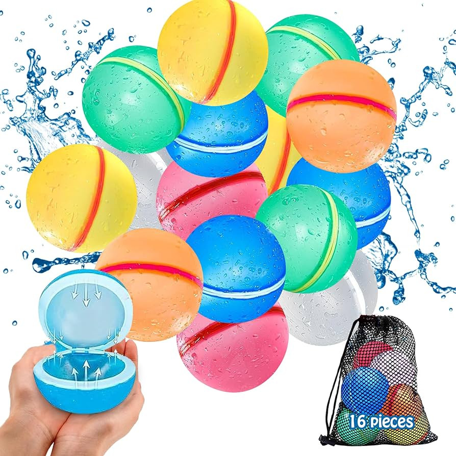 Reusable Water Balloons for Kids – 16 Pack | Quick-Fill, Refillable Water Balloons for Endless ... | Amazon (US)