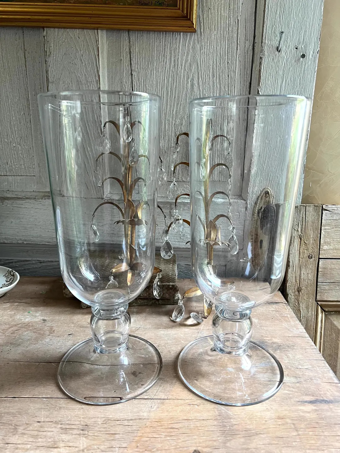 Vintage Glass Hurricane - Etsy | Etsy (US)