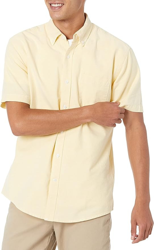 Amazon.com: Amazon Essentials Men's Regular-Fit Short-Sleeve Pocket Oxford Shirt : Clothing, Shoe... | Amazon (US)
