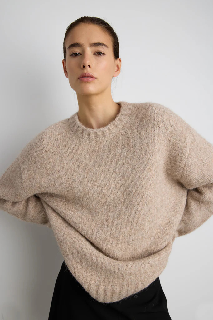 BRUSHED ALPACA OVERSIZED CREWNECK SWEATER | OAK + FORT