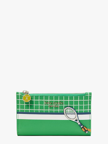 Kate Spade Courtside Small Slim Tennis Bifold Wallet, Fresh Greens Multi | Kate Spade (US)