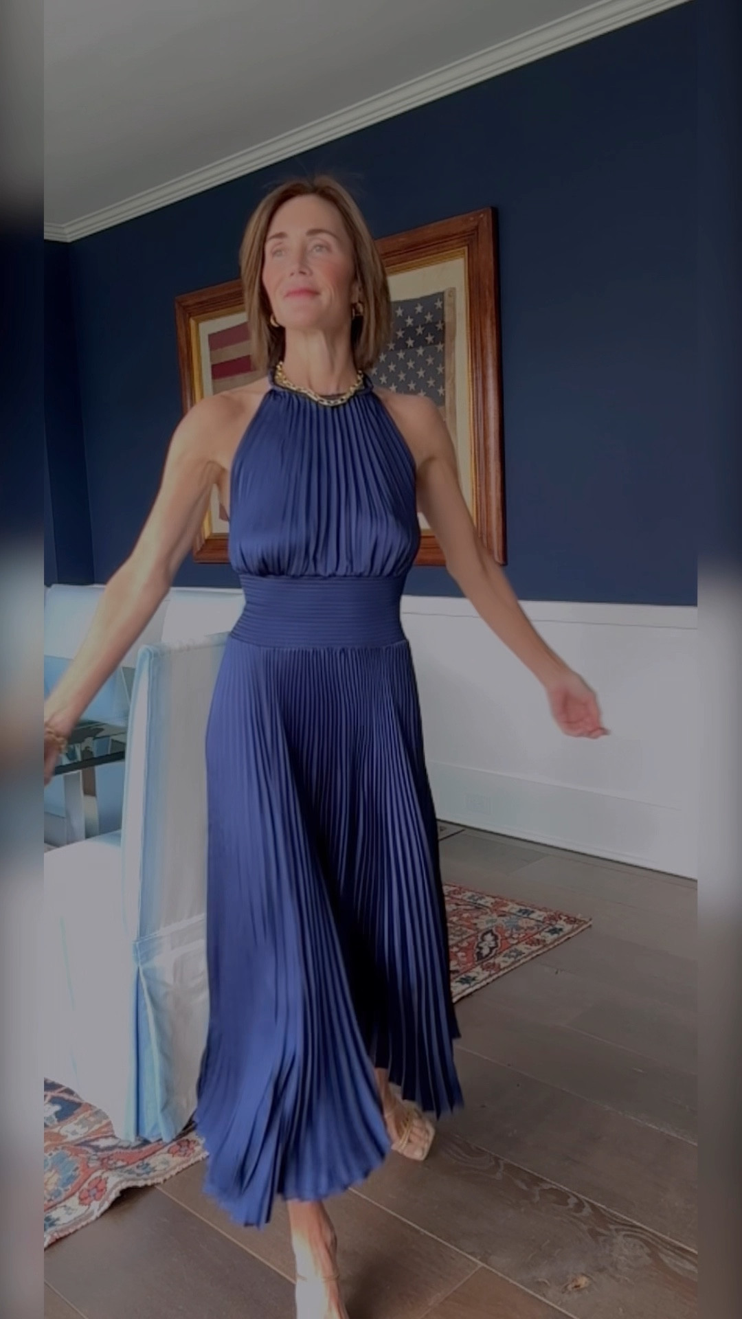 Beautiful sexy, classic and elegant navy blue accordian dress. It flows with the moves of your body. It is the perfect shade blue . Summer to fall dress! 

#LTKVideo #LTKStyleTip #LTKSeasonal