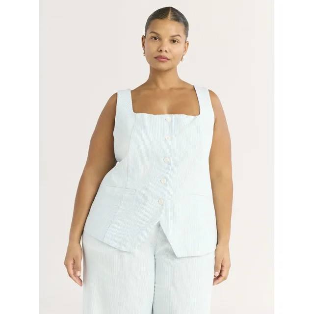 Scoop Women's and Women's Plus Linen Blend Longline Vest, Sizes XS-4X | Walmart (US)