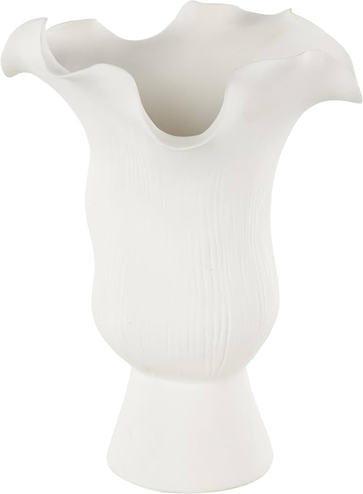 Deco 79 Ceramic Abstract Decorative Vase Floral Inspired Centerpiece Vase with Linear Grooves, Fl... | Amazon (US)
