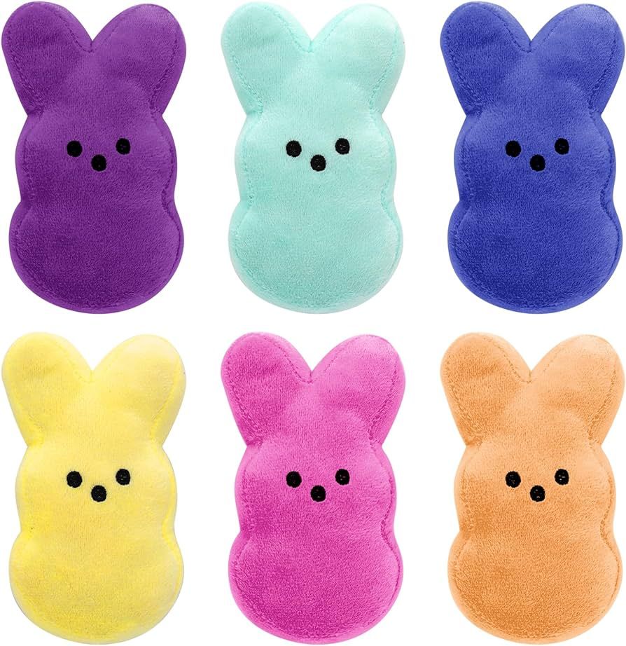 6 Pcs 4 Inches Easter Bunny Plush Toys Decorations Cute Animal Bunny Stuffed Doll Easter Basket Stuffers Gift for Kids | Amazon (US)