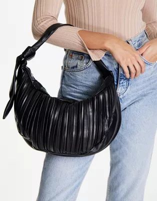 Glamorous pleated sling shoulder bag in black | ASOS (Global)