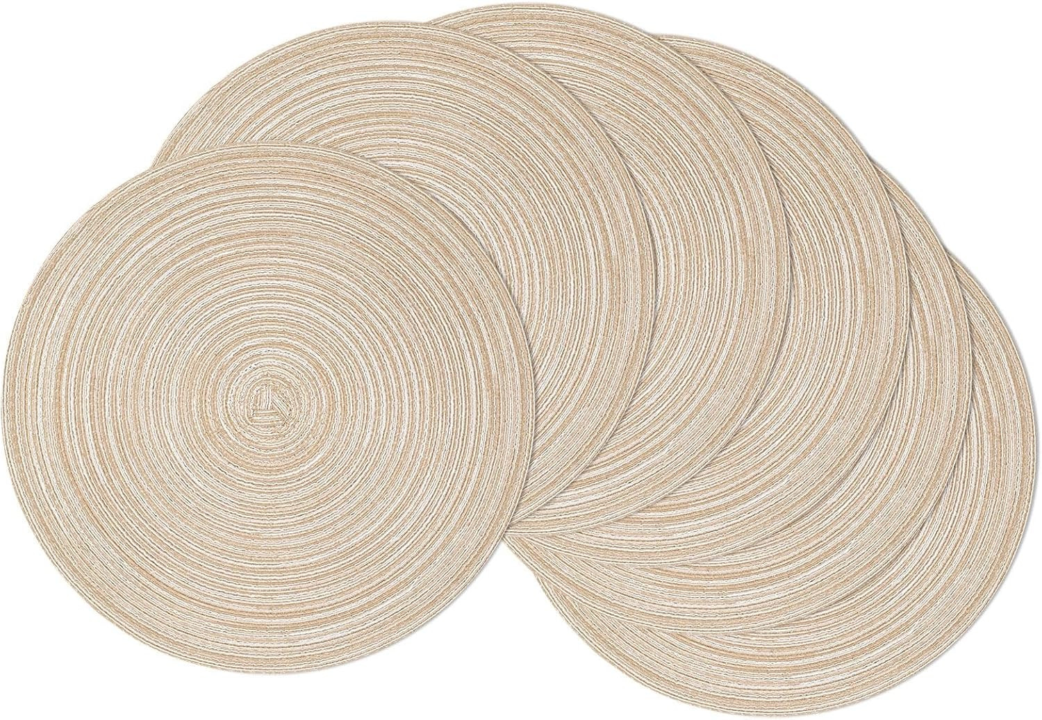 SHACOS 15 inch Round Braided Placemats Set of 6 Non Slip Heat Resistant Round Table Mats Washable... | Amazon (US)