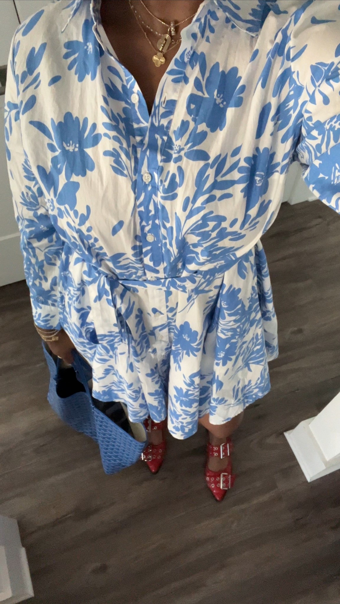 clean classy corporate outfit: floral shirt dress + red flats + gold jewelry

#LTKStyleTip #LTKFindsUnder50 #LTKSeasonal