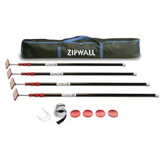 ZipWall ZP4 Contains 4 10 ft. Steel Spring Loaded Poles 4-Heads, 4-Plates, 4-Tethers, 4-Grip Disk... | The Home Depot