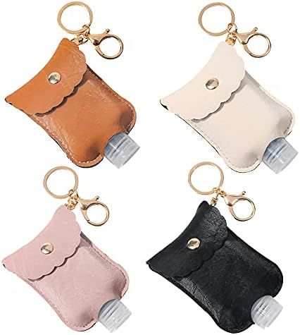 Hand Sanitizer Holder Keychains, 4Pack Portable Travel Squeeze Bottles, Empty Leakproof and Refil... | Amazon (US)