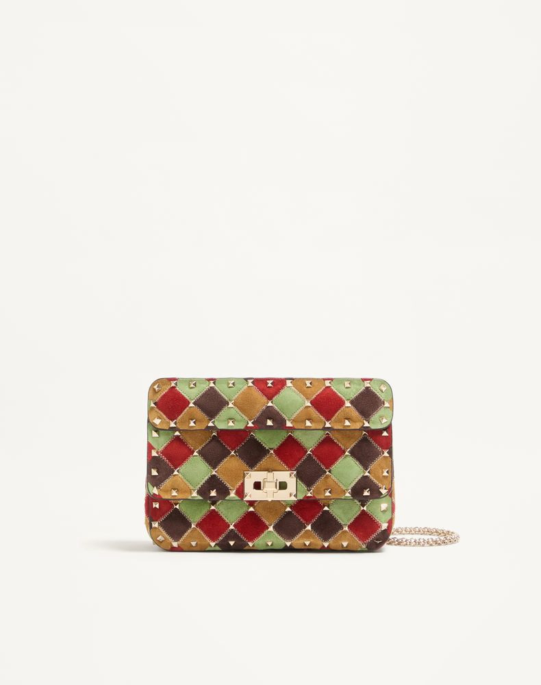 Valentino Garavani Valentino Garavani Rockstud Spike Small Bag In Patchwork Suede Wo | Valentino