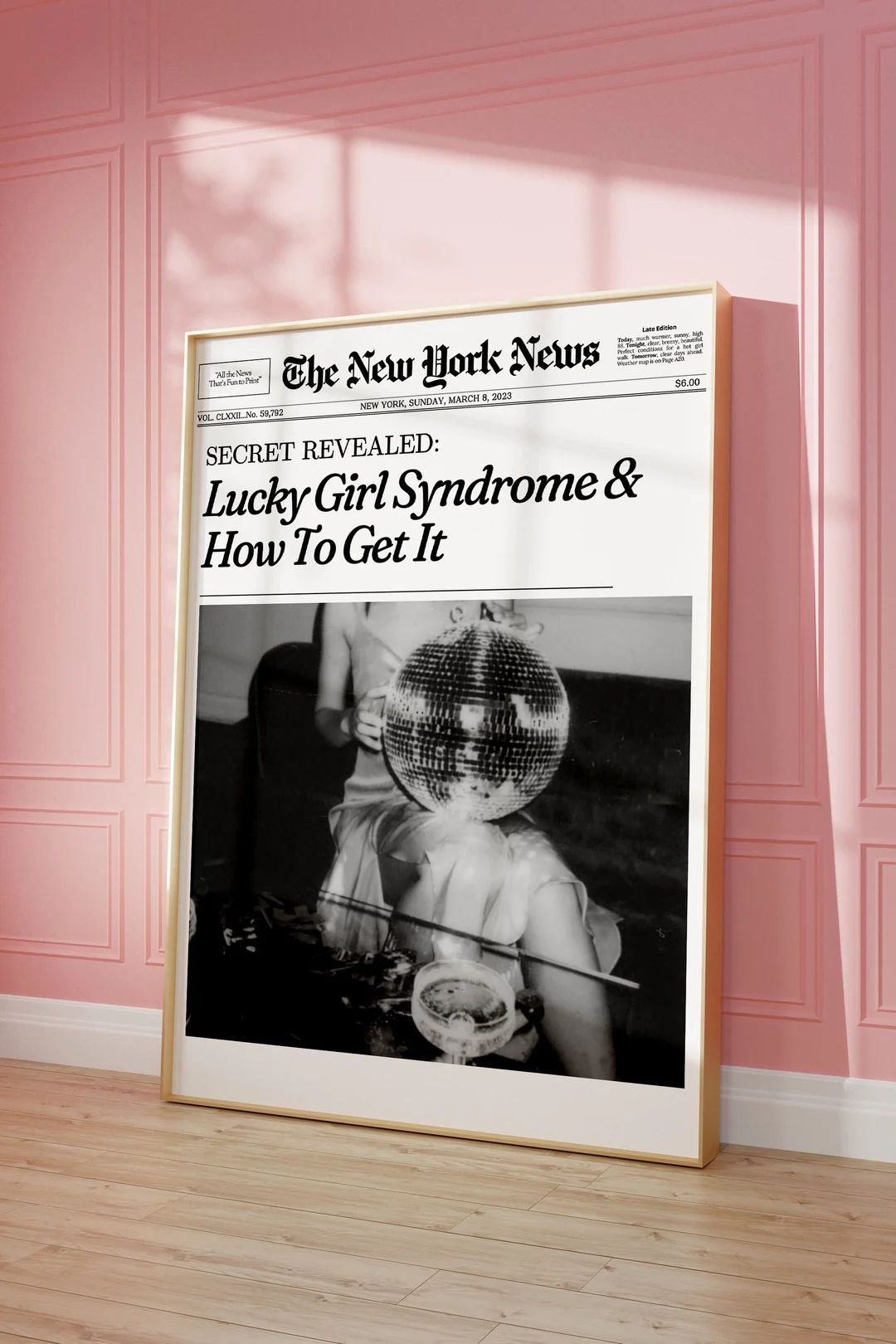 Lucky Girl Syndrome Newspaper Print Magazine Poster Trendy - Etsy | Etsy (US)