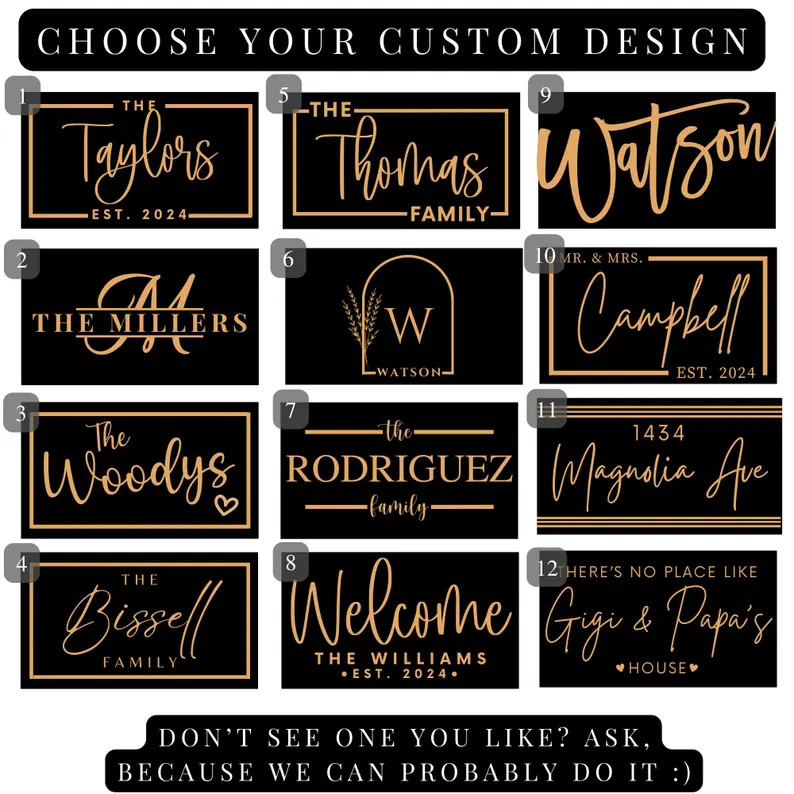 Black Custom Door Mat | Housewarming Gift | Personalized Gift | Welcome Door Mat | Family Last Na... | Etsy (US)