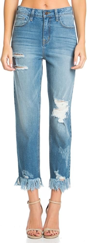 Super High Rise Straight w Fringe Hem | Amazon (US)