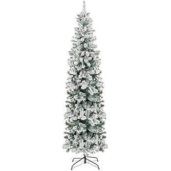 Best Choice Products 7.5ft Snow Flocked Artificial Pencil Christmas Tree Holiday Decoration w/Met... | Amazon (US)