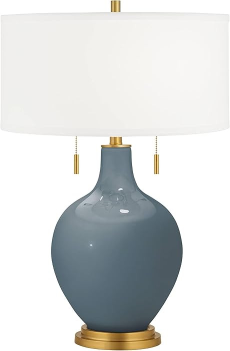 Color + Plus Toby 28" Tall Modern Coastal Glass Table Lamp Pull Chain Smoky Blue Gold Brass Finis... | Amazon (US)