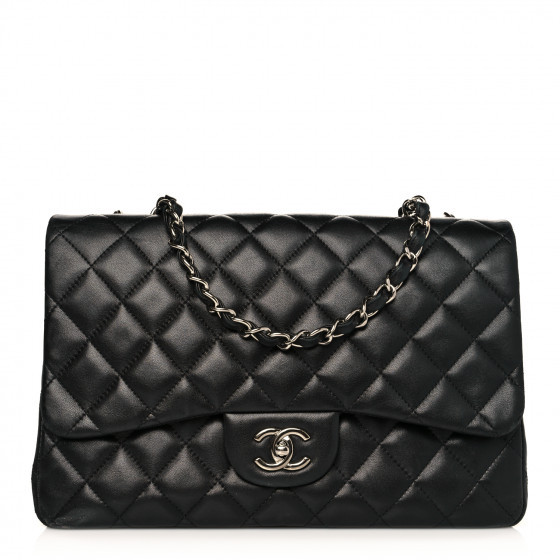 CHANEL Lambskin Quilted Jumbo Single Flap Black | FASHIONPHILE (US)