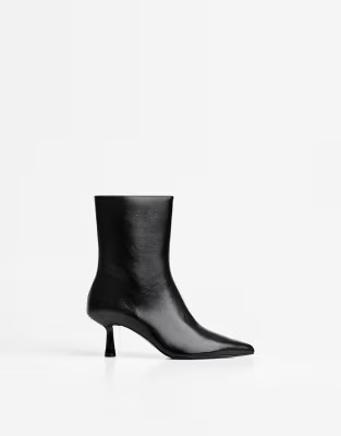 Bershka Kitten heel ankle boots in black | ASOS (Global)