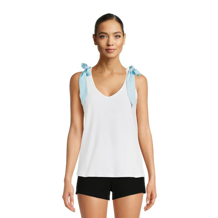 Time and Tru Women's Bow Shoulder Tank Top | Walmart (US)