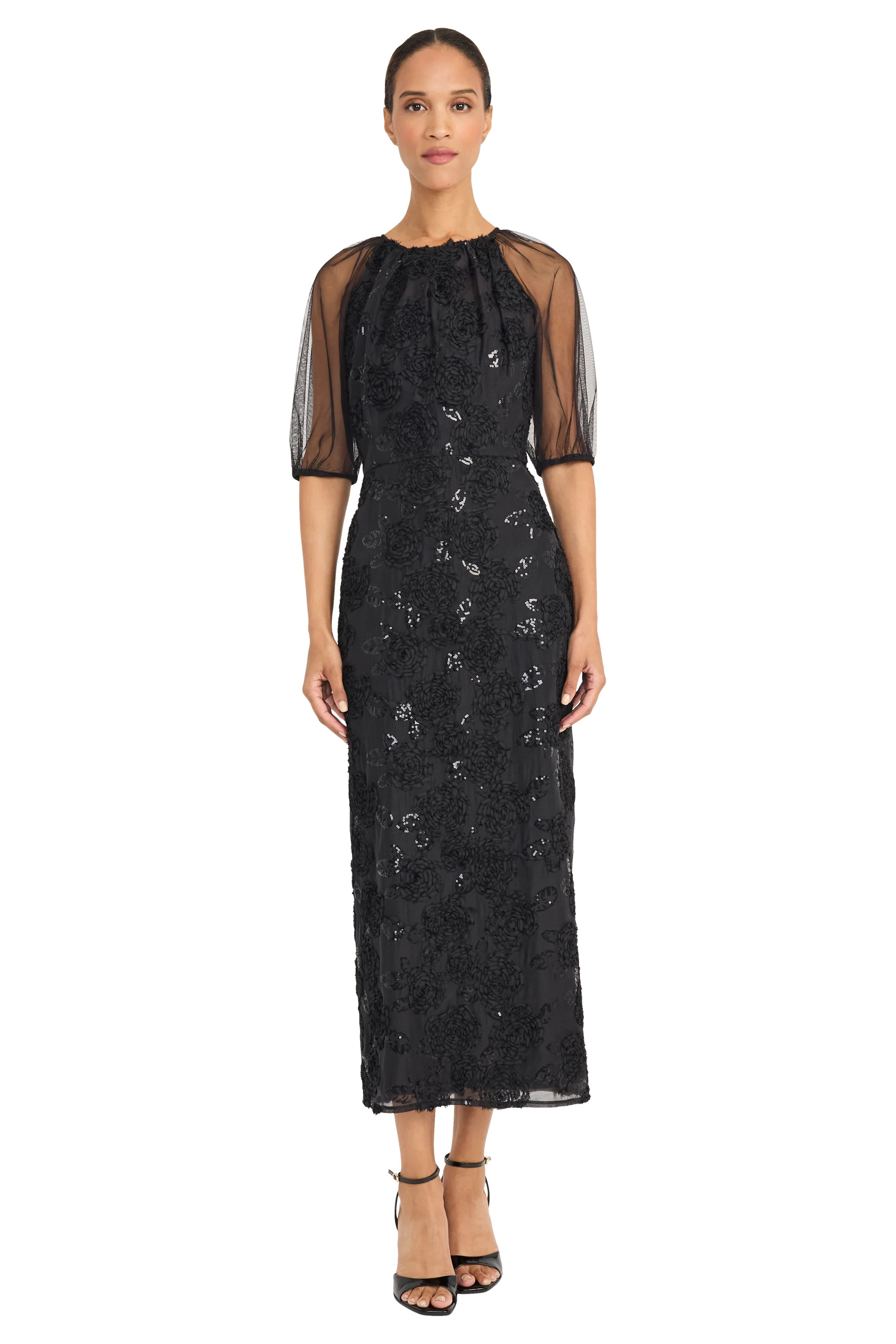 Marigold Maxi Sheath Dress Puff Sleeve | Maggy London | Maggy London