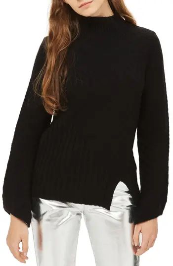 Women's Topshop Asymmetrical Ribbed Funnel Neck Sweater | Nordstrom