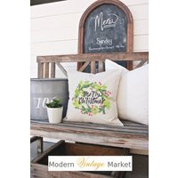 Christmas Pillow-Holiday Pillow-Custom Pillow-Pillow Cover-Decorative Pillows-Designer Pillow-Throw Pillow-Wreath Pillow, Red Pillow-Pillows | Etsy (US)