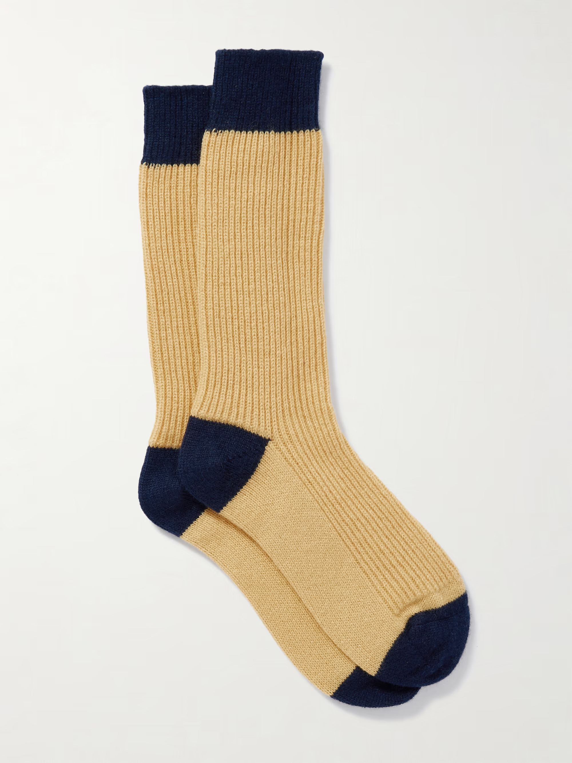 Zweifarbige Socken aus geripptem Kaschmir | NET-A-PORTER (UK & EU)