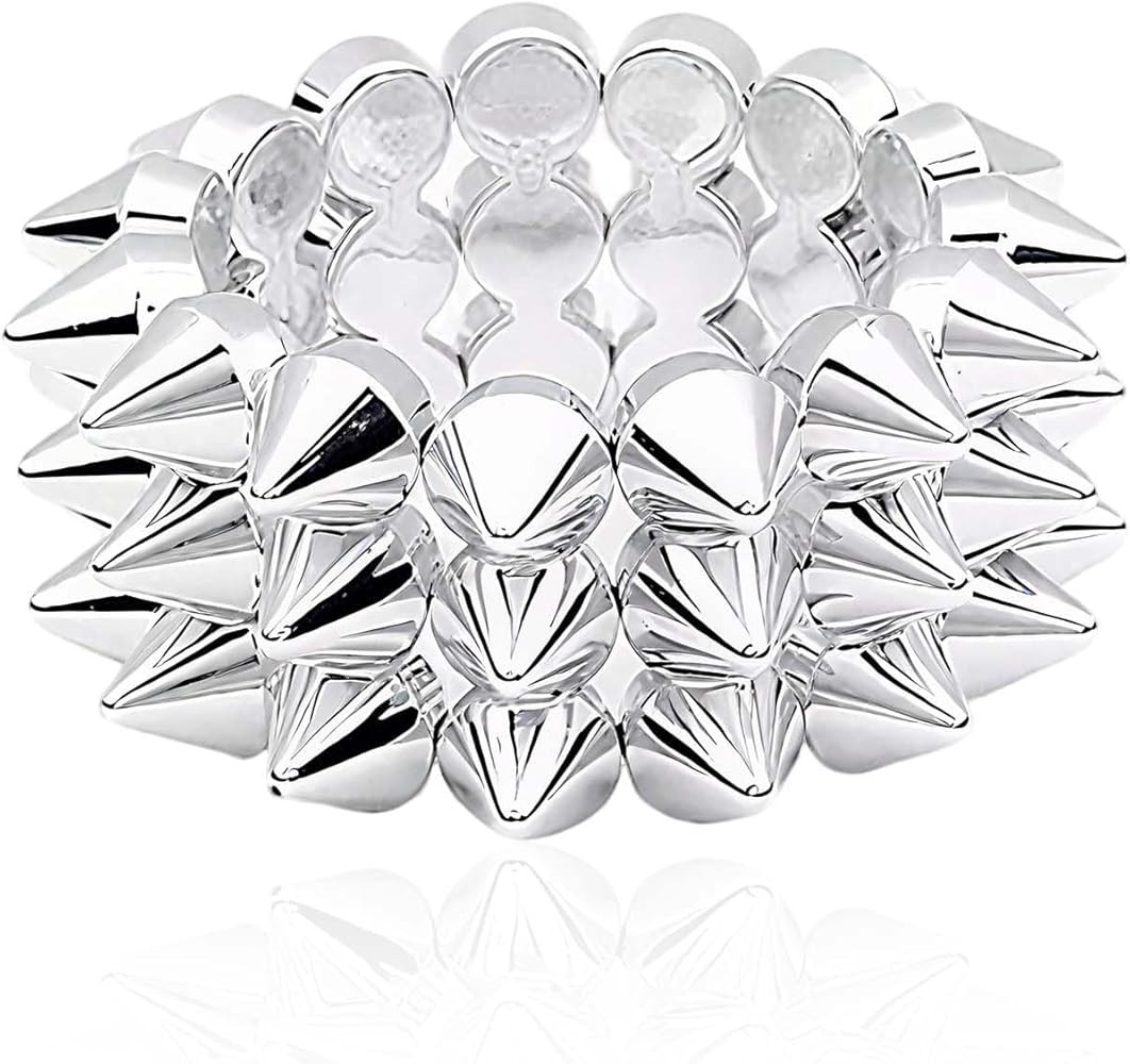 72ore Rivet Spikes Bracelet for Men and Women Silver-Color Edgy Rivet Cuff Bracelet Punk Style Dr... | Amazon (US)