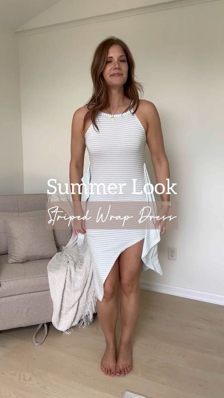 Striped wrap dress with rattan earrings, sandals, and purse. 

Amazon dress, tank dress, striped dress, spring dress, striped dress

#LTKsalealert #LTKVideo #LTKfindsunder50