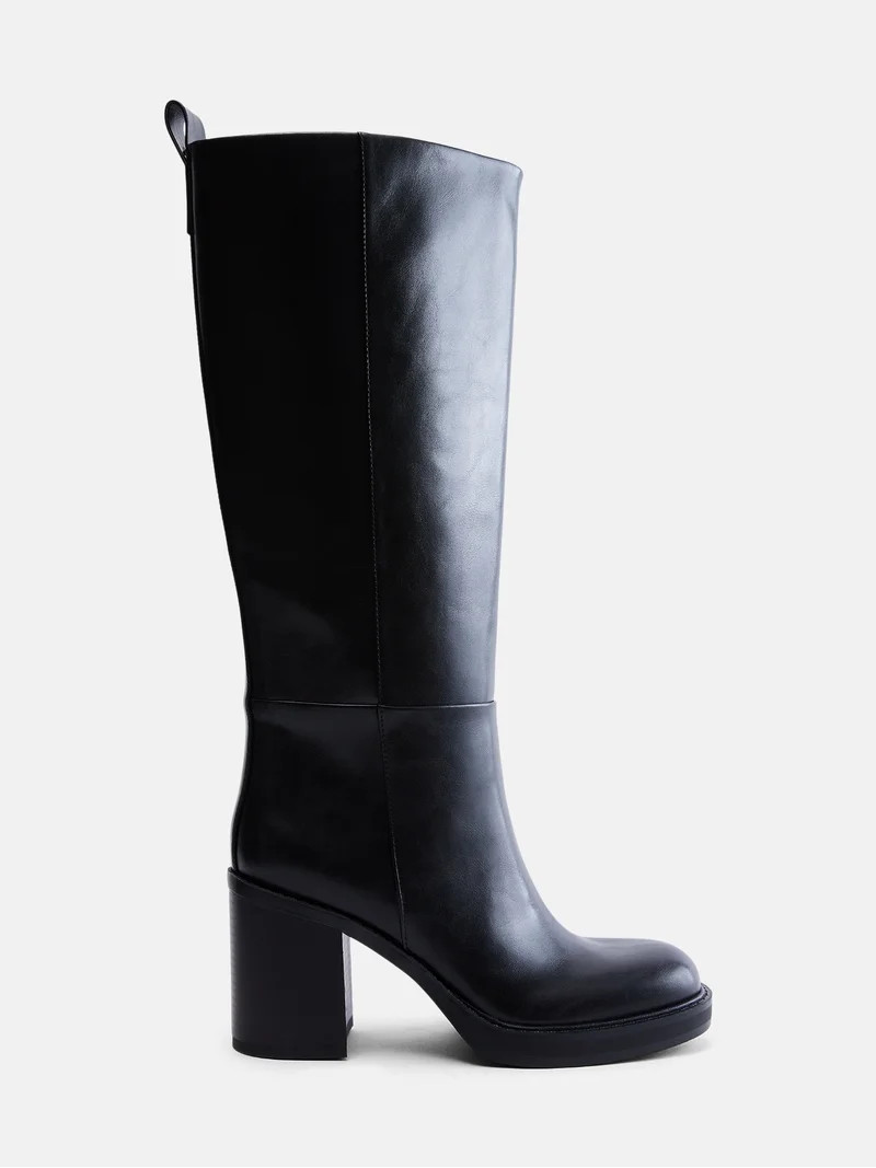 Madden NYC Women's Tall Faux Leather Boots with Stacked Heel | Walmart (US)