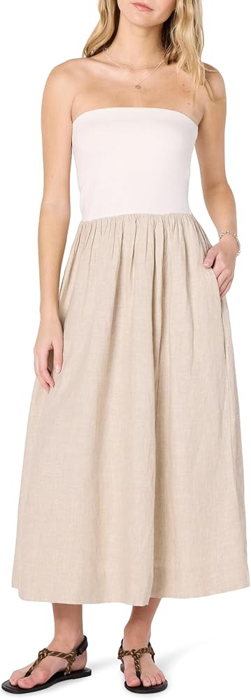 The Drop Womens Hellen Strapless Mixed Media Maxi Dress | Amazon (US)