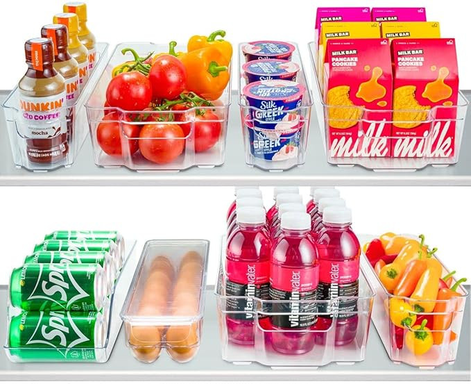 Set Of 8 Refrigerator Pantry Organizer Bins - Clear Food Storage Baskets for Kitchen, Countertops... | Amazon (US)