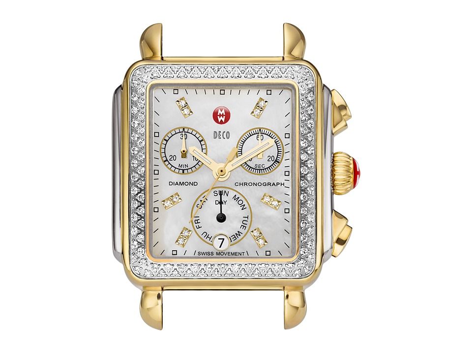 Michele - Deco Diamond Two-Tone, Diamond Dial Silver/Gold (Two-Tone Silver/Gold) Analog Watches | Zappos