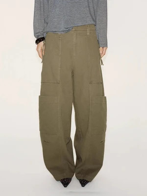 Multi Cargo Pockets Oversized Tapered Cotton Pants | Urban Revivo