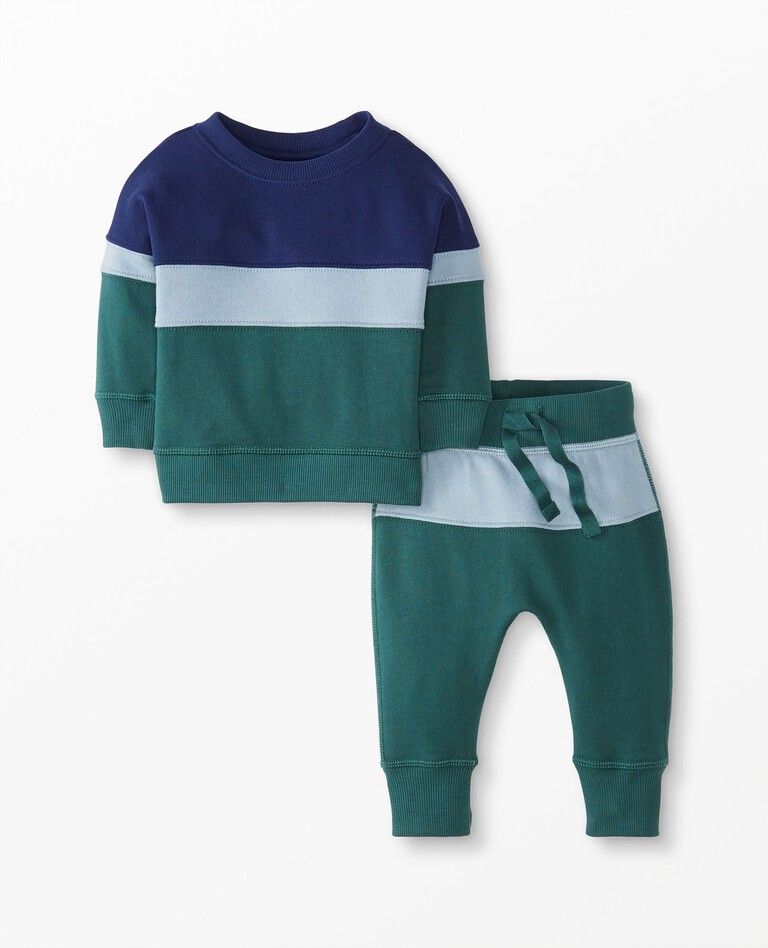 Baby Colorblock Sweatshirt & Sweatpants In French Terry Set | Hanna Andersson