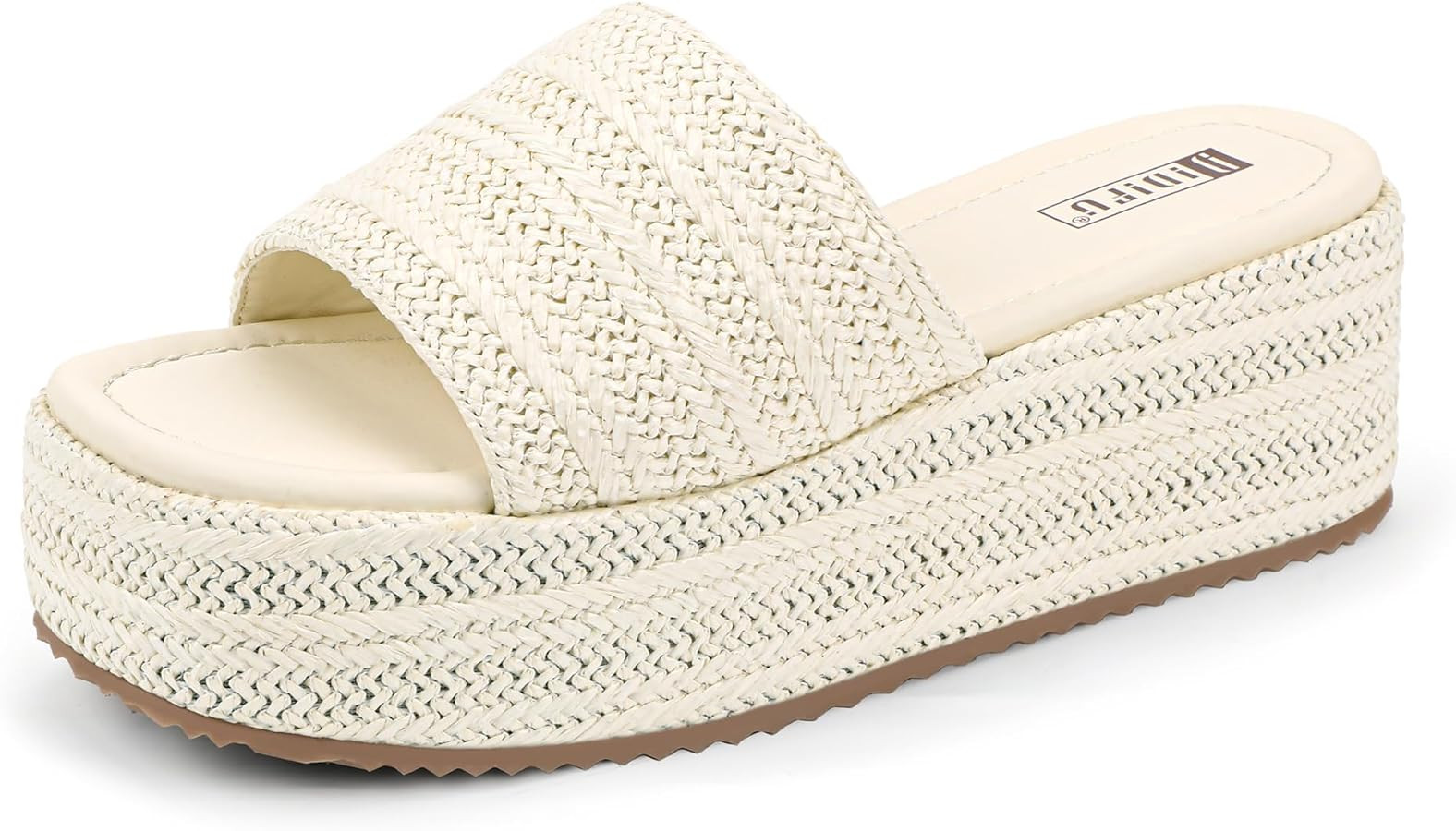 IDIFU IN3 Platform Espadrille Sandals Slip on Low Raffia Wedges for Women Summer Beach Vacation D... | Amazon (US)
