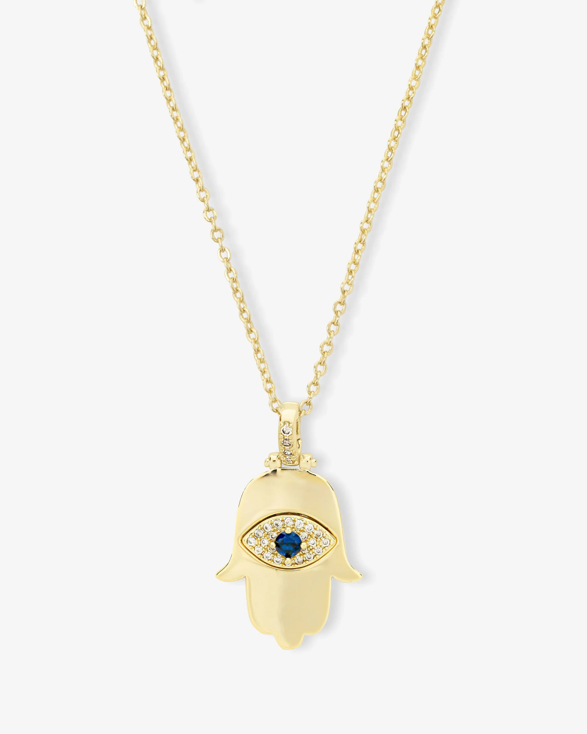 Hamsa Pendant Necklace - Gold|White Diamondettes | Melinda Maria Jewelry