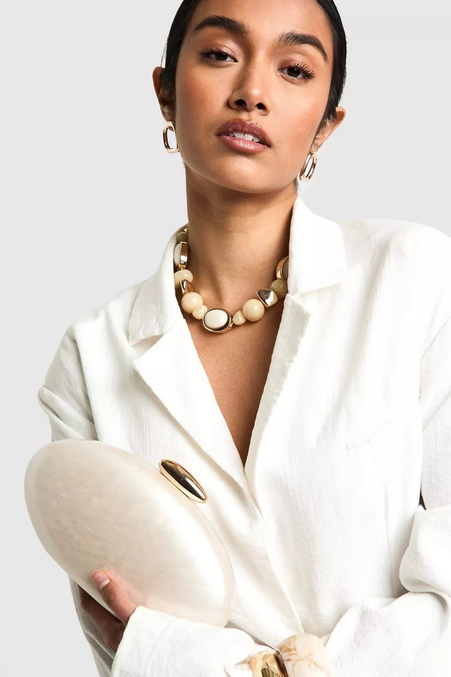 Marble Acrylic Oval Clutch Bag | Boohoo.com (UK & IE)