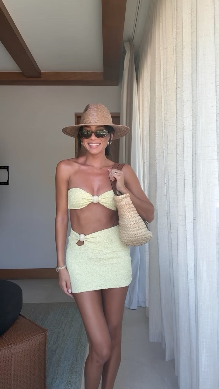 Beach outfit ☀️ Wearing size XS bikini top, S bikini bottom and S skirt Pool outfit Resortwear Vacation outfit Swimwear Swim Butter yellow 

#LTKSeasonal